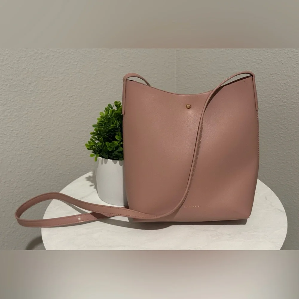 NEW Samara Purse Peony Pink Vegan Leather Crossbody with Adjustable Strap $135